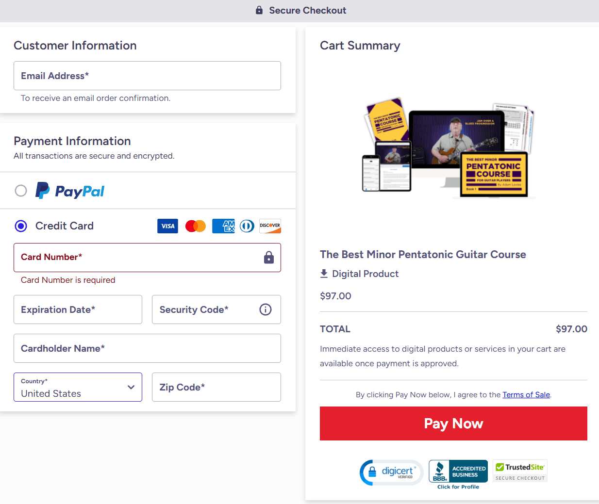 Best Minor Pentatonic Course Checkout Page